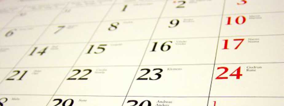 Calendar of Upcoming Events & Special Days